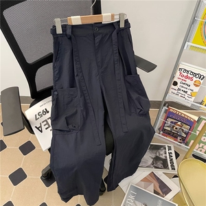 秋款男休闲裤工装大口袋塔丝隆褶皱宽松直筒长裤h0028 P45图片