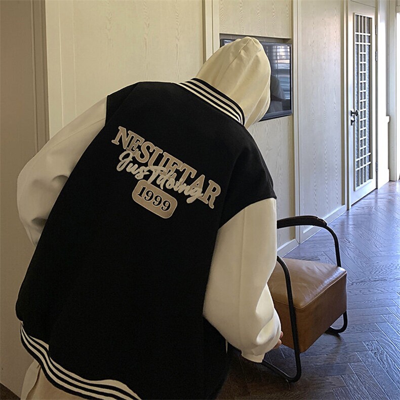 宽松经典款宽松外套撞色贴布新潮设计时尚棒球服HY202P108控138,女装短外套,电商A102B