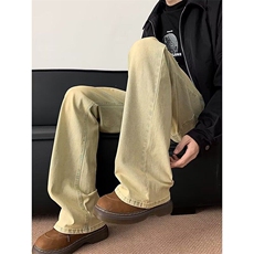 美式高街黄泥牛仔裤男cleanfit裤子vibe直筒弯刀微喇裤GJ344-p36，男装牛仔裤，星座1008