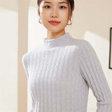 优雅女士半高领金丝花纱时尚百搭通勤羊绒衫时尚百搭显瘦保暖毛衣，女装羊绒衫，澳冬特羊绒