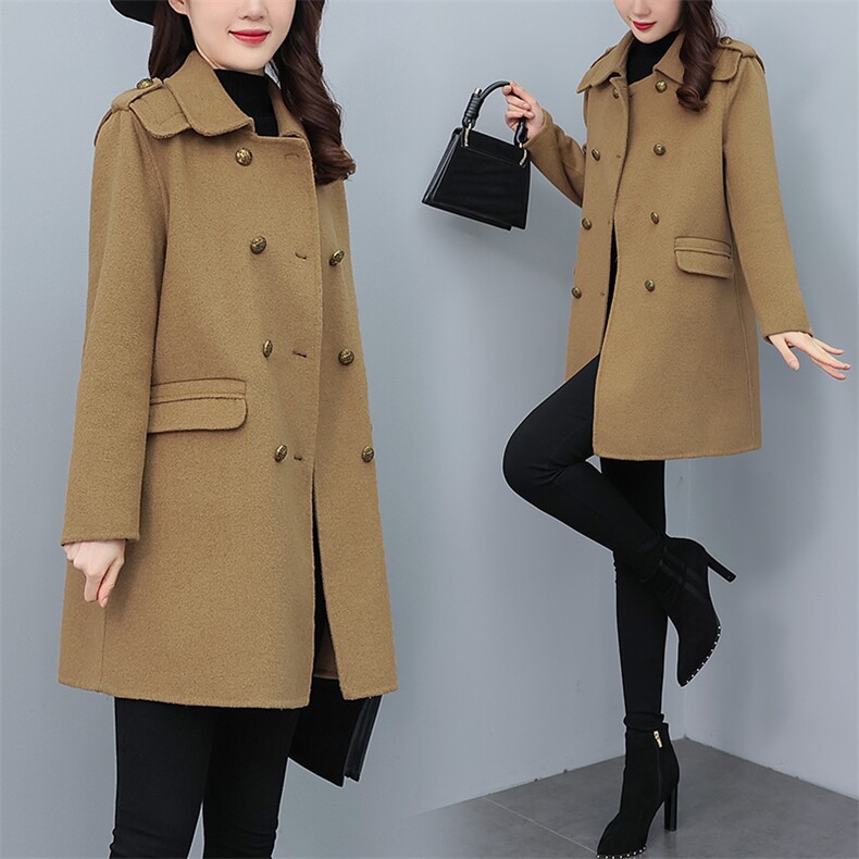 芷墨冬季时尚简约通勤羊毛外套显高显瘦韩版双面呢纯色羊毛大衣，女装毛呢外套，芷墨服饰