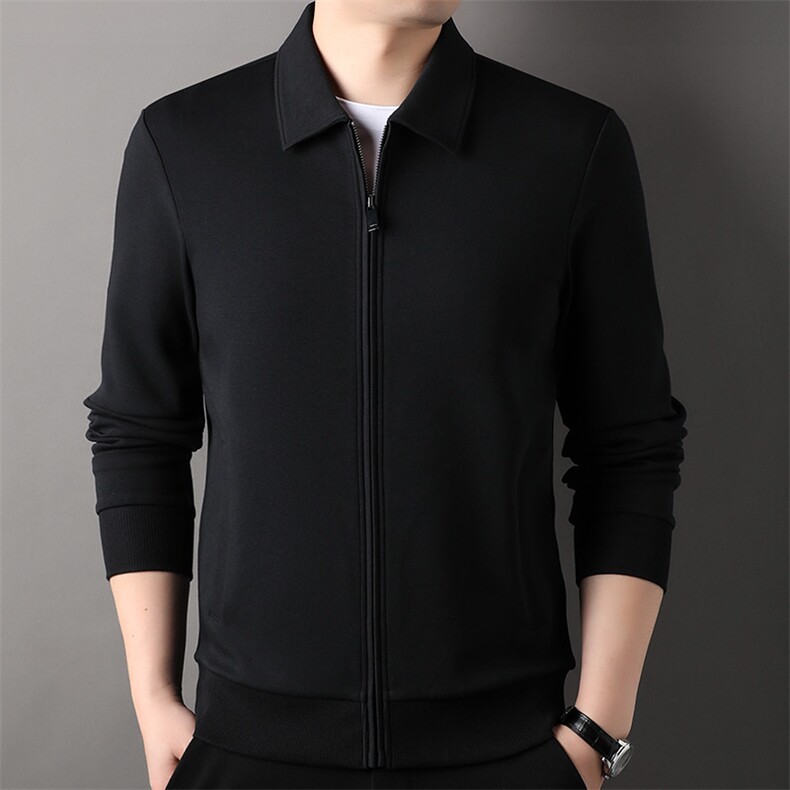 F86161精品男士翻领休闲纯色卫衣外套灯芯布罗纹热感双面提花精工,女装短外套,钱塘207-1