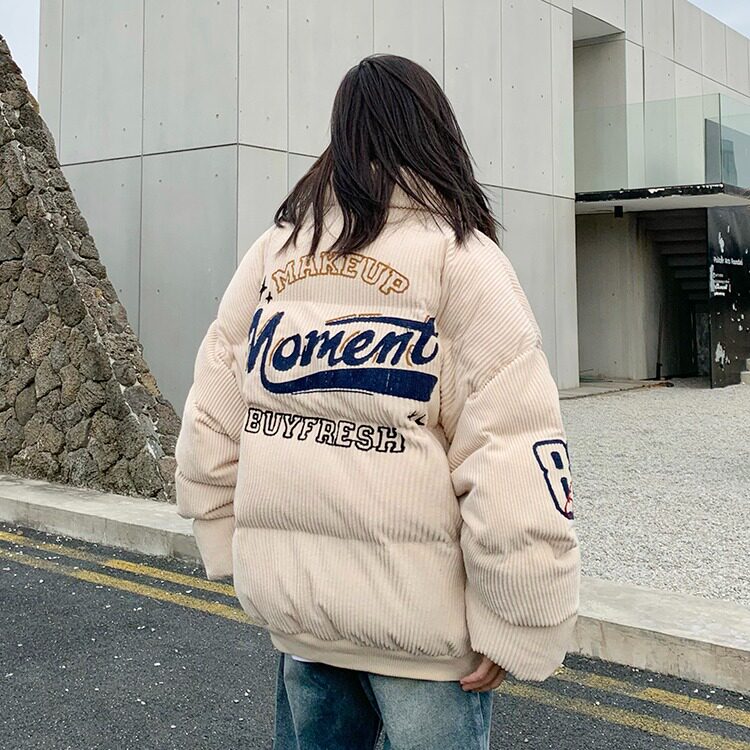 2024新款美式复古灯芯绒加厚外套男款冬季立领棉服情侣保暖棉,男装棉衣,星座506A