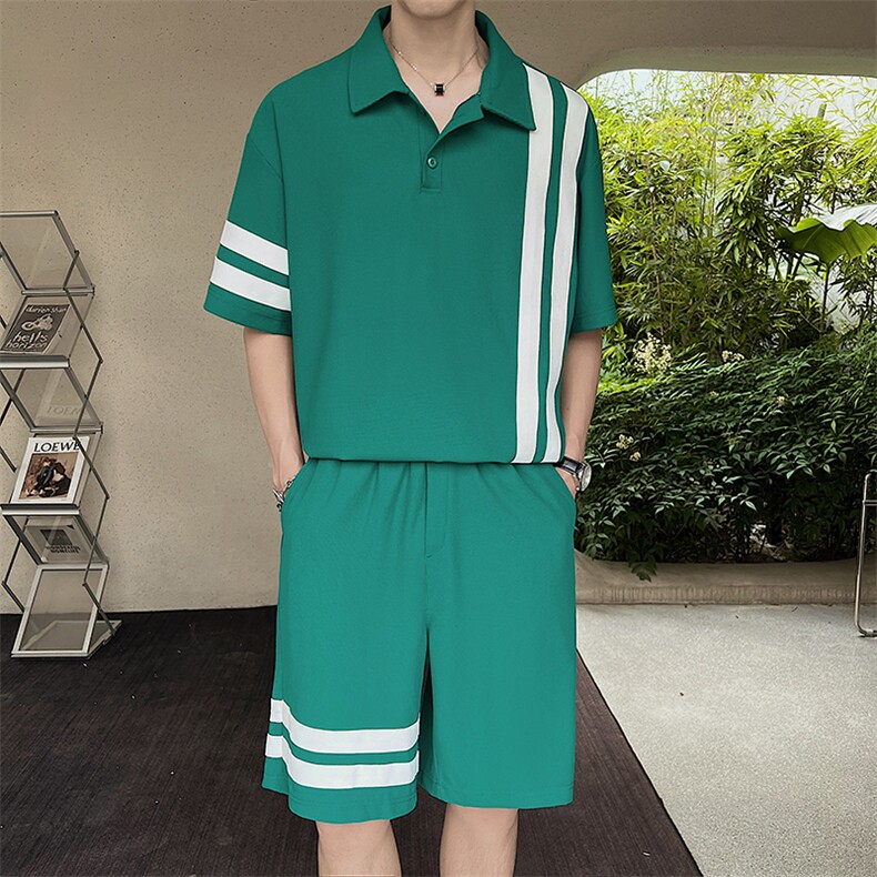 23年男士织带拼接运动套装A210-TZ0011-P85，男装休闲套装，电商A210