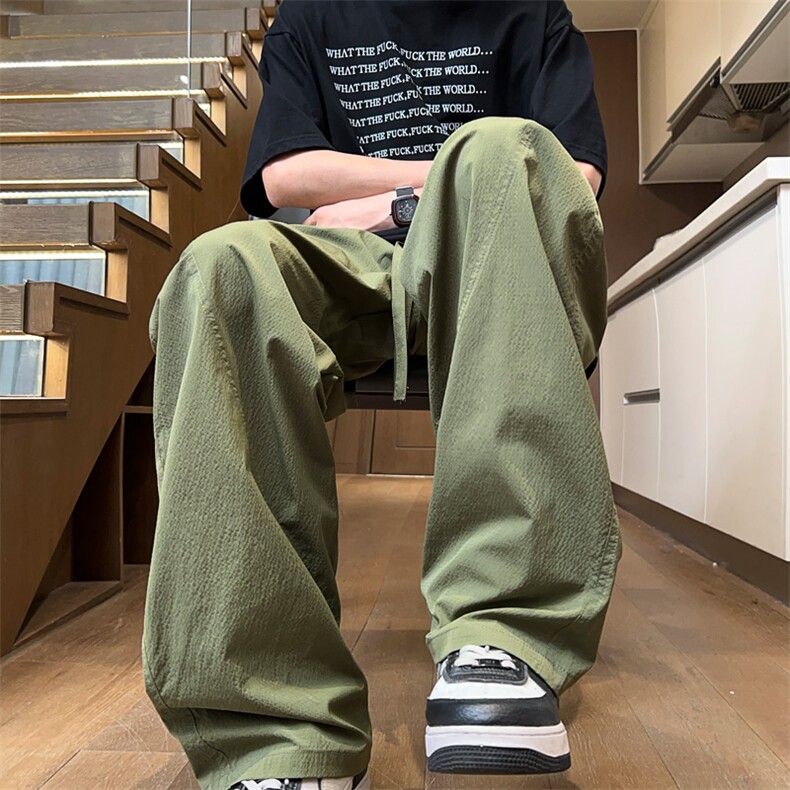 ！2025夏季新款男士冰丝弯刀裤潮牌情侣款式直筒裤BK005P45,男装休闲裤,电商B220