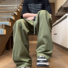 ！2025夏季新款男士冰丝弯刀裤潮牌情侣款式直筒裤BK005P45，男装休闲裤，电商B220
