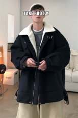 秋冬呢料港风ins纯色加厚羊羔毛短款男保暖棉衣A071-089-P125，男装棉衣，电商A071