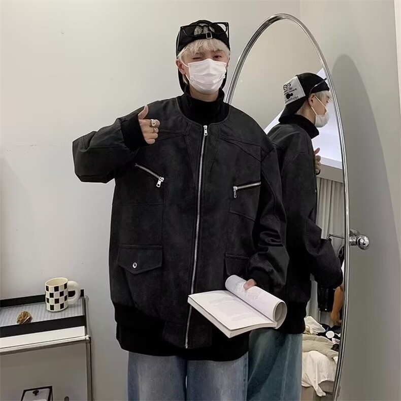 渐变皮夹克男韩版潮流美式高街帅2024秋冬新款HT24-P88,男装夹克,星座1109-3