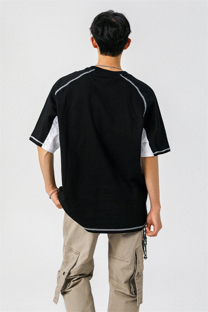 袖子内侧拼网眼透气设计印花大码M-5XL短袖T恤男DX78023P50控78,男装T恤,星座226-1