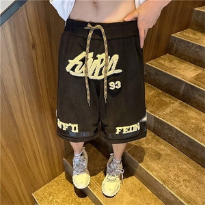 时尚潮牌中腰运动裤潮休闲裤水洗男宽松型潮五分裤新款 KK127-P40图片