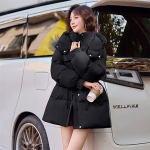 高端洋气超好看抽绳收腰羽绒服女2024冬季新款显瘦白鸭绒保暖外套图片