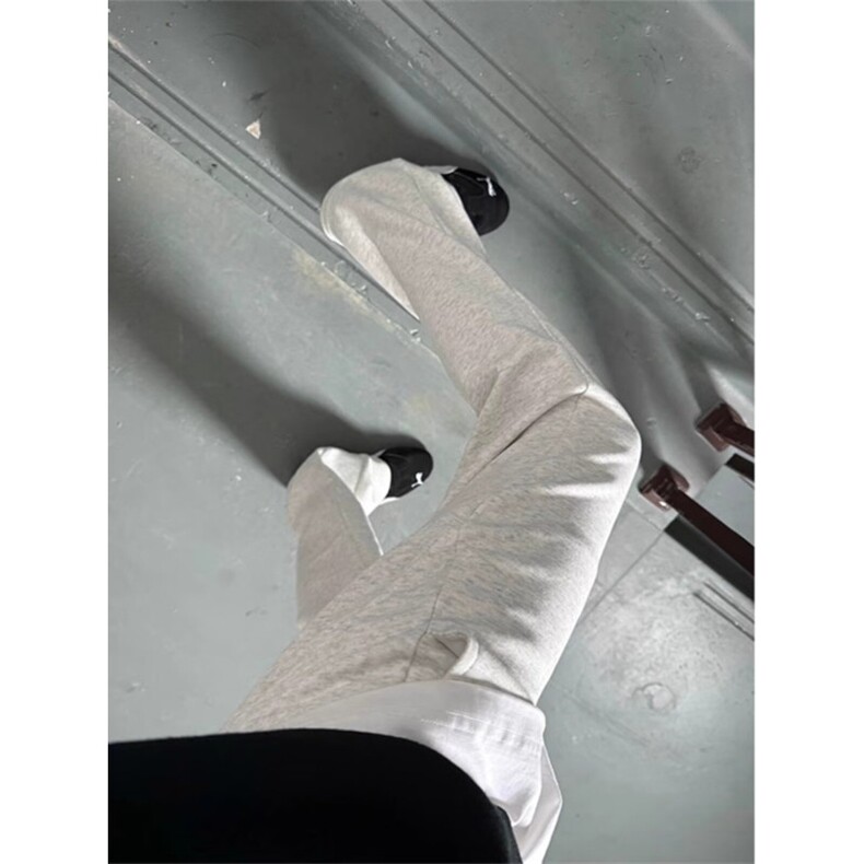 长裤水洗花灰色加绒卫裤男秋冬款美式复古无品牌休闲裤秋冬季直筒,男装休闲裤,星座506A