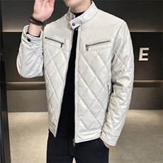 68708-P115冬季棉衣外套男修身潮简约皮棉袄短款立领加厚袄子，男装棉衣，电商D310B-1