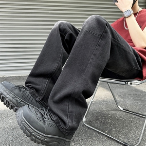 2025夏季双色直筒牛仔裤男美式休闲cleanfit裤子781/p58图片
