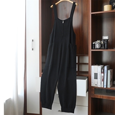 秋冬新款羊毛裤纯色百搭宽松针织背带裤休闲时尚垂感外穿羊绒长裤，女装休闲裤，阿娇羊绒