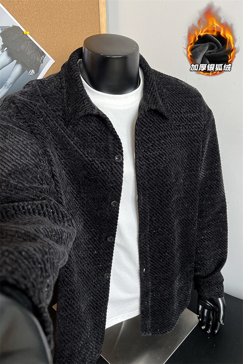 重磅雪尼尔480g新款银狐绒宽松夹克外套男J5265J加绒-特P45控88,男装夹克,电商A001