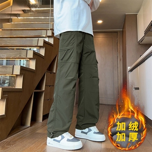 春秋季工装裤男大码户外运动裤多口袋宽松直筒男士休闲裤1230加绒图片