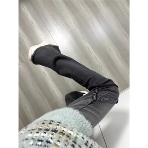vibe高街渐变微喇叭牛仔裤女春夏新款高腰显瘦百搭设计感马蹄裤子图片
