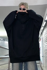 美式潮牌机能风忍者连帽高领卫衣重磅男女秋冬套头外套WY0435-p35图片