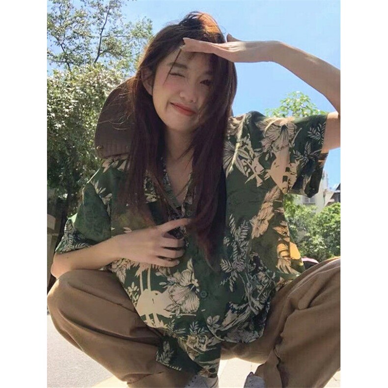 度假风古巴领冰丝泰国花短袖衬衫男夏威夷巴洛克美式沙滩半袖衬衣，男装T恤，星座1116A（原606A-3）