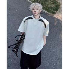 高级感喷绘珍珠男士个性圆领t恤夏季短袖cleanfit五分袖T5810，男装T恤，星座1116A（原606A-3）