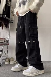 现货美式工装裤牌暗黑ins阔腿休闲长裤春秋宽松高街伐木裤子男图片