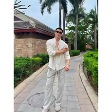 夏季冰丝亚麻感薄款长袖衬衫男战马刺绣宽松防晒衬衣外套C039-P35，男装防晒衣，星座1004-3