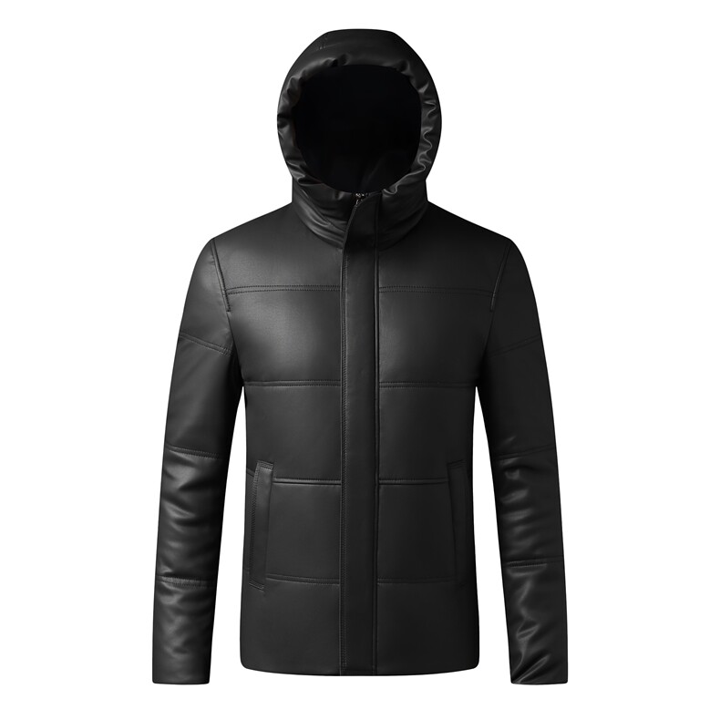 X2253秋冬新款海宁皮衣男士绵羊皮夹克鹅绒羽绒服连帽P730,男装皮衣,电商B360