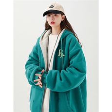 2025秋冬新款字母印花内里羊羔毛开衫卫衣外套M2050/P108控138，女装短外套，电商A148-1