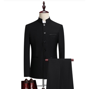 T2Z8613P125中式演出西服套装礼服男士青年立领中山装修身男服装图片
