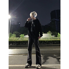 美式hiphop牛仔裤修身直筒微喇叭裤，男装牛仔裤，星座310A-4