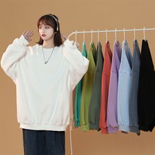 中性风2023秋季十色纯色圆领卫衣男大码宽松外套WY98P25控38，男装卫衣，电商A089-1