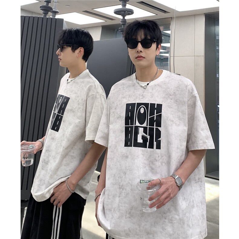 做旧复古短袖T恤炒雪花短袖蜡染多色百搭圆领夏季上衣男T708-P30，男装T恤，电商C307A