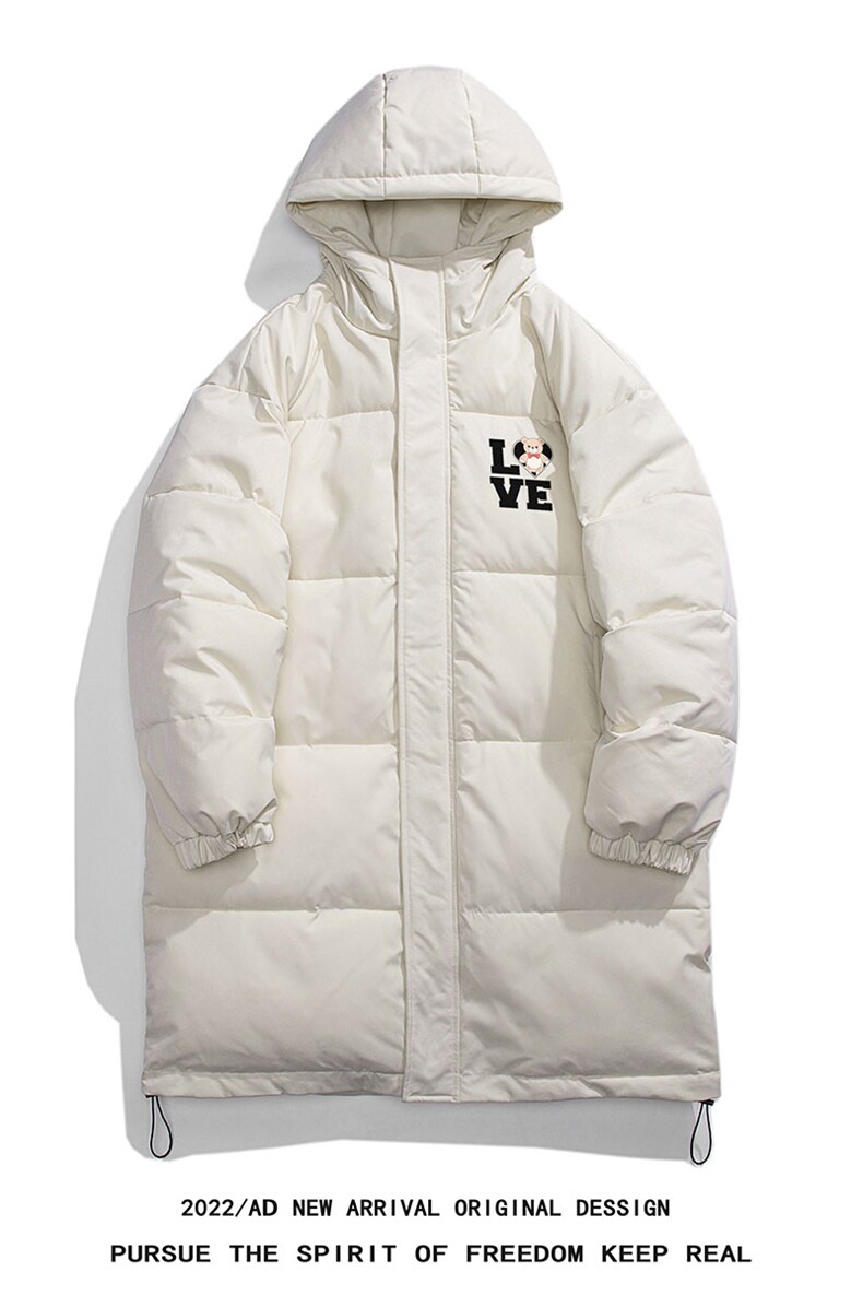 白鸭绒白底22冬季潮流字母印花加厚长款连帽羽绒服YR1505P245K298,男装羽绒服,电商A247-1