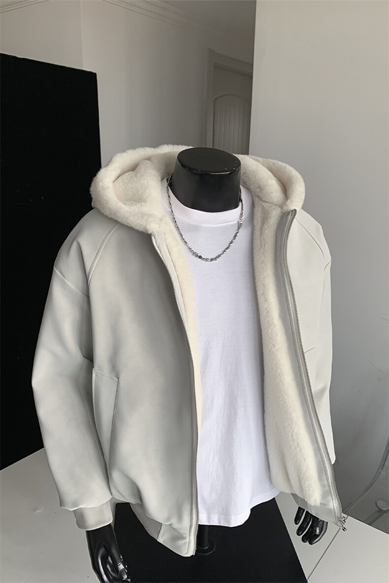 新款舒适PU皮荔枝纹座山雕连帽保暖棉衣男女外套M24988-特P85,男装棉衣,电商A001-1