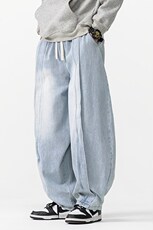 25春装新款大码日系复古哈伦阔腿裤休闲弯刀牛仔裤美式H815/P65，男装牛仔裤，电商A221A