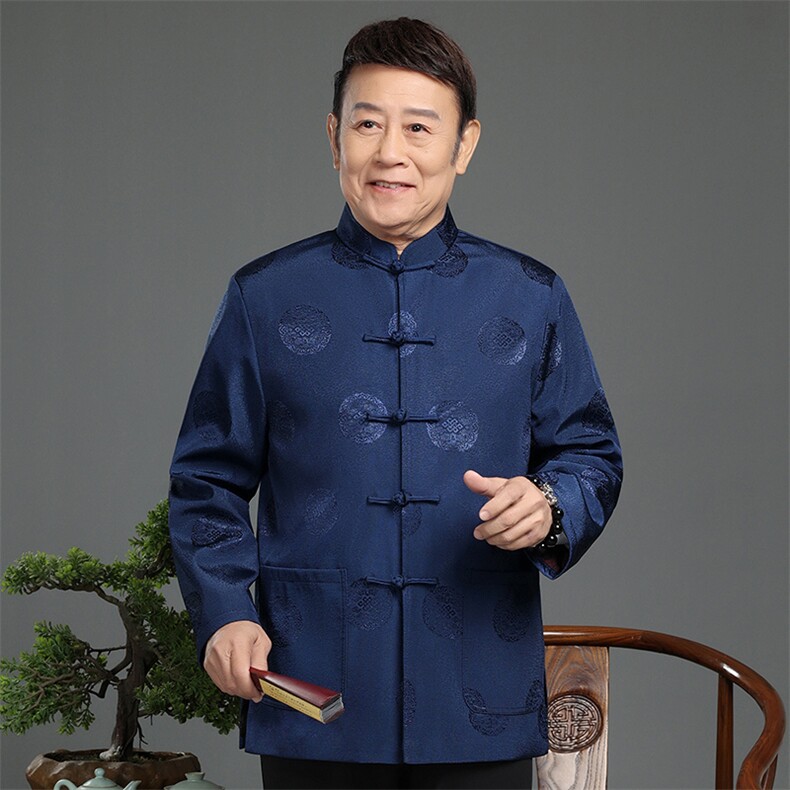 春季新款中青年唐装男长袖老年夹克外套爸爸装外套YDJ337-P110,男装夹克,星座1105-3