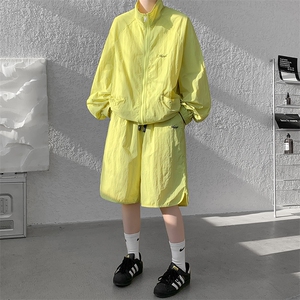 8XL-M 特大码冰丝防晒服短裤套装男户外防晒衣运动外套潮TZ102P65图片