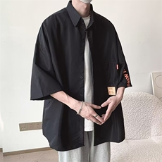 日系条纹短袖衬衫男夏季cityboy休闲百搭翻领衬衣潮牌薄款外套潮，男装T恤，星座1210-1