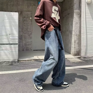 牛仔裤男秋季潮大码休闲裤子高街N5034P43图片