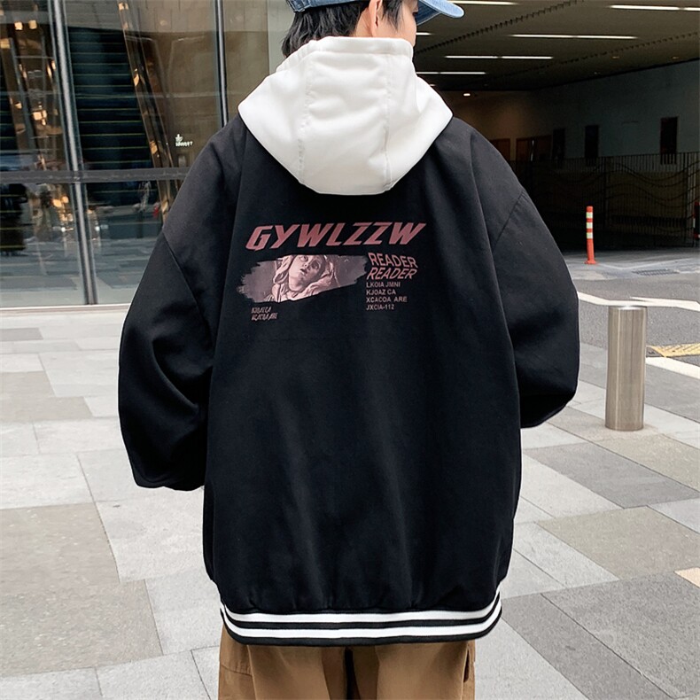 特p60控108有绗棉连帽夹克宽松大码装纯色情侣假两件外套男JKL01,男装夹克,电商B370