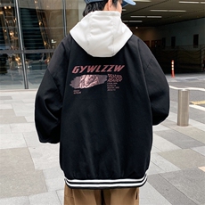 特p60控108有绗棉连帽夹克宽松大码装纯色情侣假两件外套男JKL01，男装夹克，电商B370