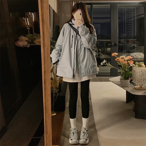 A103-P95 秋季新款可收纳防风帽冲锋衣宽松外套男女秋冬外套图片