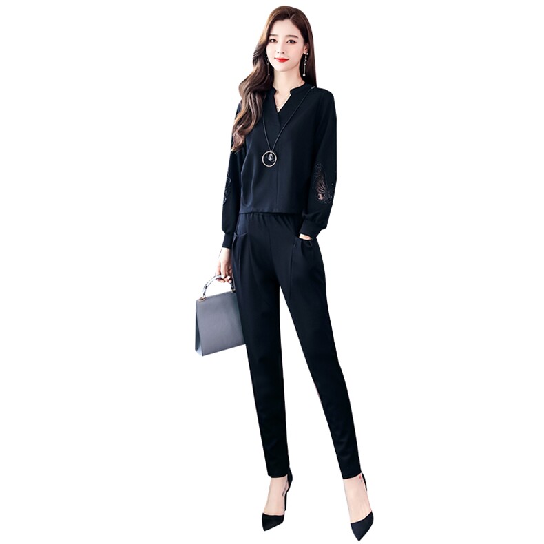 春装时尚大码套装女2025新款卫衣休闲裤两件套韩版减龄职业装显瘦,女装套装/套裙,梦依杭