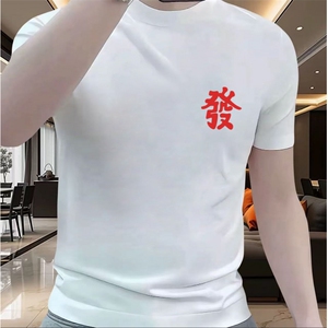 1506-1/TJT1491/P32感休闲简约纯棉短袖男士重磅宽松透气圆领半袖图片