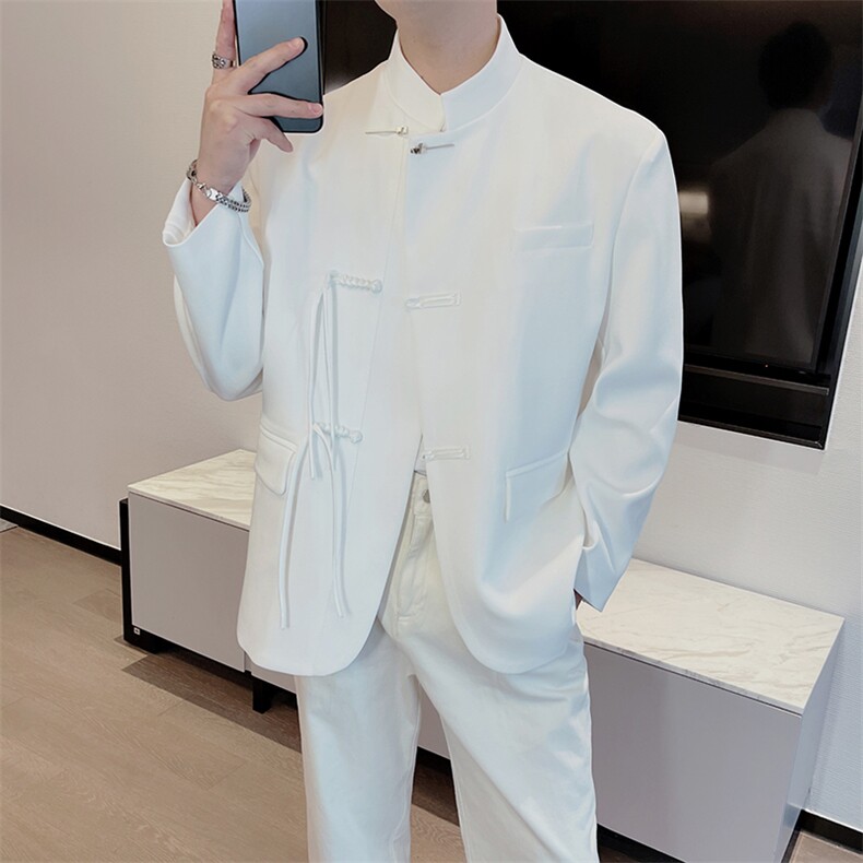 新中式风男装复古金属扣设计痞帅立领西服外套中山装XZ0079P125，男装西服，电商B267