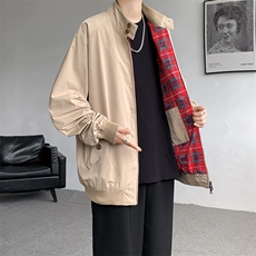 8XL-M美式复古棒球服外套男特大码潮牌双拉链立领夹克衫JK005P85，男装夹克，电商B312