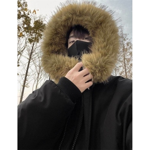 大毛领派克服男款冬季加厚美式复古连帽棉服保暖棉袄 M6105图片