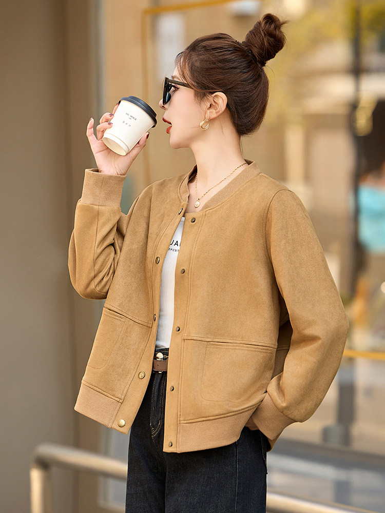 高级感减龄短款夹克上衣女2025年早春新款小个子时尚V领短外套,女装短外套,今喜