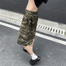 夏季薄款复古迷彩工装短裤男宽松新款潮牌美式休闲五分裤，男装牛仔裤，星座410-7